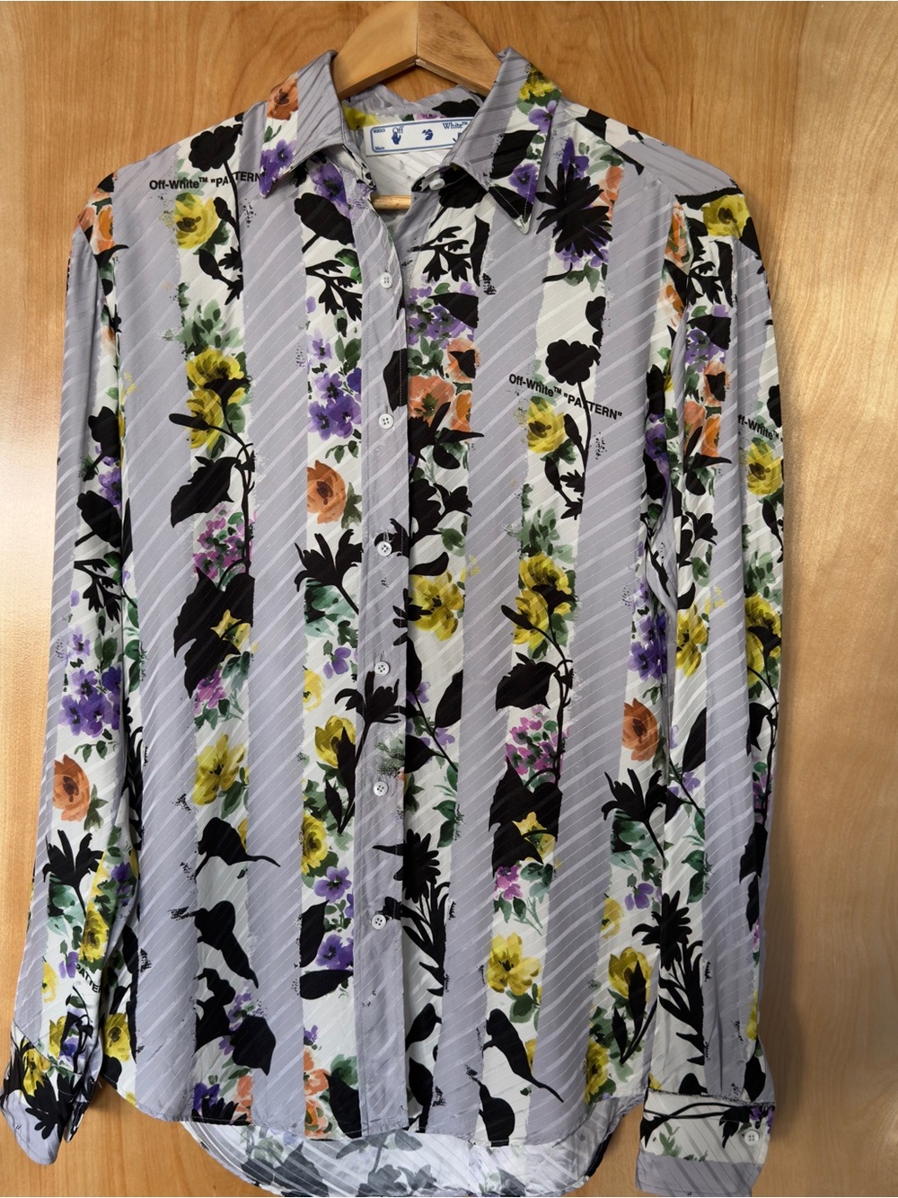 Off-White Floral Stripe Long-Sleeve Shirt - Multicolor